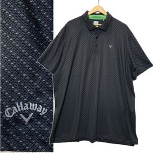 Callaway Opti-Dri Mens Golf Polo Size 2X Dark Grey Patterned Short Sleeve Shirt